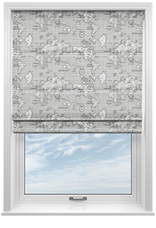 Maps, Grey - Roman Blind